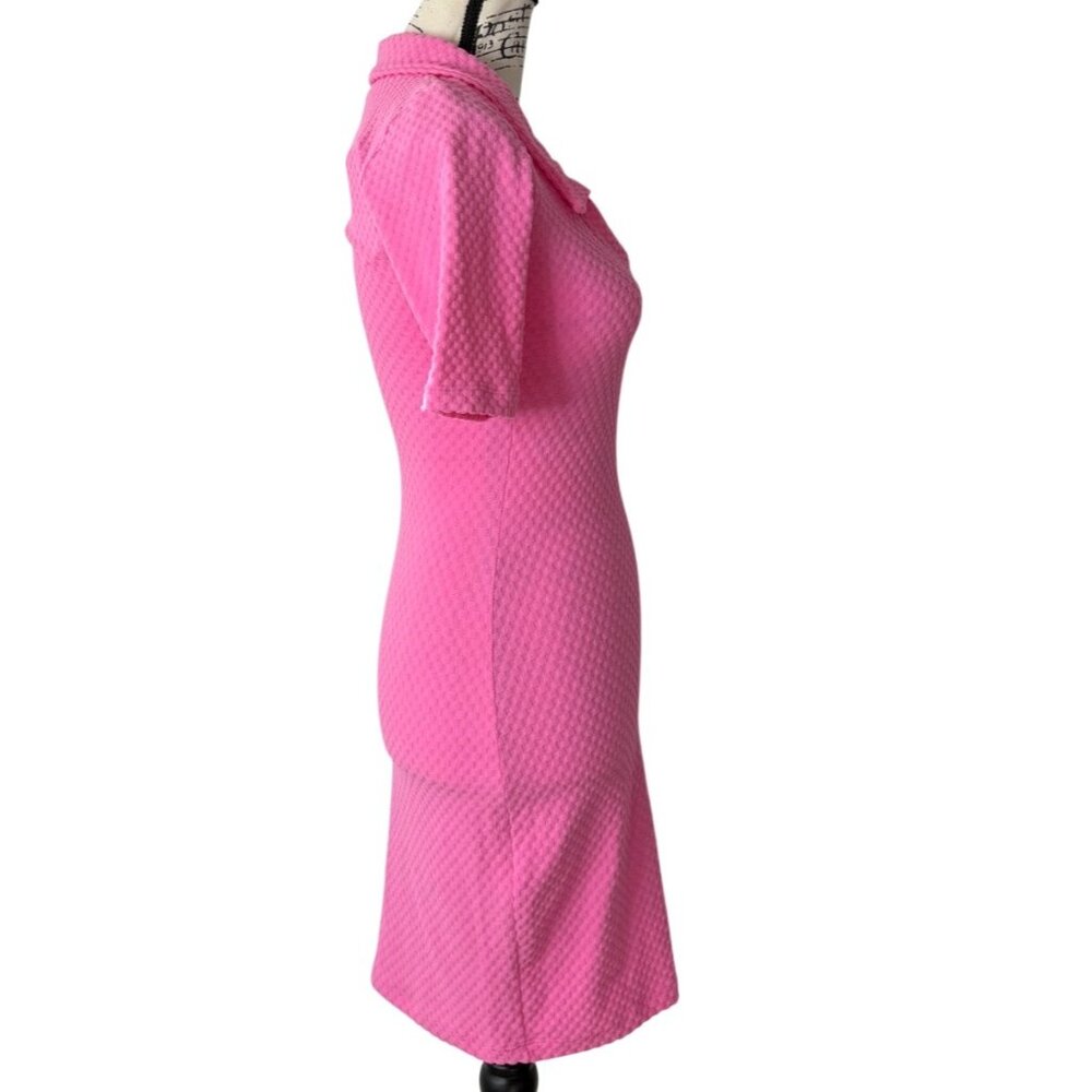 Luli Fama Size S Polo Dress Beach Fuzz Pink Deep-V Cover-Up Short Sleeve NEW - Picture 2 of 8